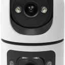 WiFi Indoor Smart Camera 4MP Dual Screen Lens 2.4G/5G Infrared Night Vision Motion Detection Auto Track Two-Way Audio(Camera with 64G SD)