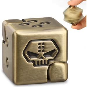 Dice Infinity Fidget Cube, Fidget Spinner Toy for Kids Adults, Metal Transformable Anti-Anxiety Focusing Fidget Block Toy, EDC 2 in 1 Gyro Cube, Office Desk Gadgets Decor, Stress Relieve Gift Prize (Bronze)