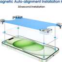 AmFilm 2 Pack Magnetic OneTouch for iPhone 15 Plus 6.7" Screen Protector [Eco Friendly & Reduce Plastic] [Indestructible Ultra 9H Tempered Glass] [15 seconds Auto-Alignment & Ultra Fast Installation]