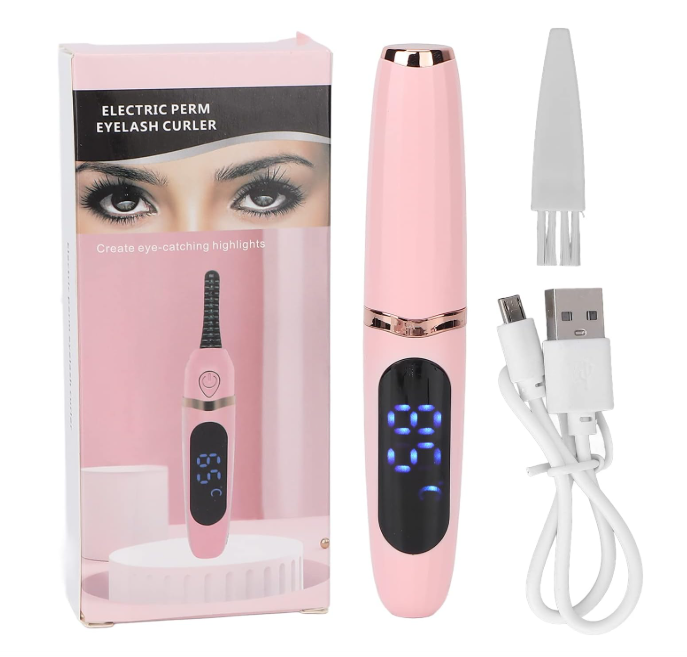 Heated Lash Curler,Abs Electric Eyelash Curler,Handheld USB Charging Intelligent Temperature Control Electric Heating Eyelash Curler,Long - Lasting Curling,with Anti - Scalding (Pink)