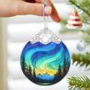 Aurora Borealis Ornament  Christmas Decoration & Christmas Ornament; Stained Glass Holiday Decoration (Holiday Present, Bauble Present, Gift Idea, Gift Exchange) | Heirloom Keepsakes (Northern Lights)