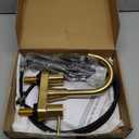 Gold Bathroom Faucet, Brushed Gold Bathroom Faucet, Gold Faucets for Bathroom Vanity, 4 Inch 2 Handle Center set, Lead-Free, with Copper Pop Up Drain (Brushed Gold)
