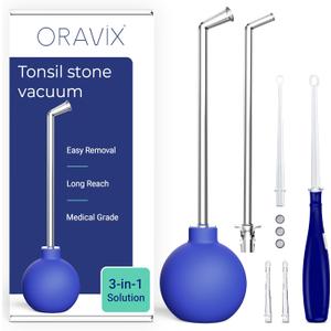 Oravix Tonsil Stone Vacuum, Tonsil Stone Remover Vacuum Suction, Tonsil Stone Cupping Tool, Tonsil Stone Removal Tool with Suction, Tonsil Stones Removal Vacuum, Tonsil Stone Extractor - 3 in 1 Kit