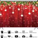 YYNXSY Fabric Red Merry Xmas Background Christmaspodcast Backdrop for Winter New Year Eve Photography Family Party Birthday Glitter Bokeh Sparkle Baby Shower Decoration Photo Booth Props 7X5FT YY-3570