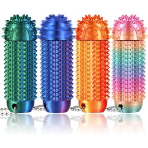Little Ouchies Pain Fidget 4PCS  Pain Stim Tool Rotatable Spiky Sensory Fidget Toys for Adults Anxiety Relief, 3D Printed Grippie Keychain for Focus & Skin Picking, Stress Relief Gift for Teens