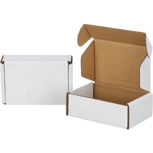 100 Pack 6x4x2 inches Small Shipping Boxes, Kraft Corrugated Cardboard Boxes for Mailing Packing, White