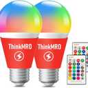 Color Changing LED Light Bulbs with Remote RGBW Bulb 10W (85W Equivalent),A19 E26/27,Lamp Replace,Warm White,Dimmable Memory Function,Ideal Lighting for Home Decoration,Bar Party (2 Pack)