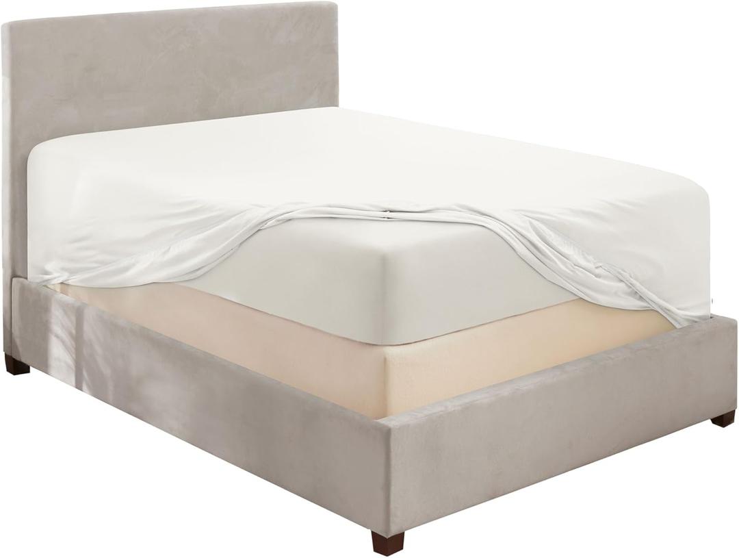 Hearth & Harbor Extra Deep Pocket King Fitted Sheet  Fits 18 to 24 Inch Mattress  Ultra Soft 1800 Microfiber, Wrinkle-Free & Breathable  Hotel Luxury Fitted Sheet Only  White