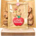 Ocmoiy 100 Pcs Clear Front Paper Cookie Bags with Seal Heat-Sealable & Grease-Resistant, 5.1x7.5 Inches Brown Bakery Bags with Window, Small Treat Bags Cookies Packaging Favor Bags (100)