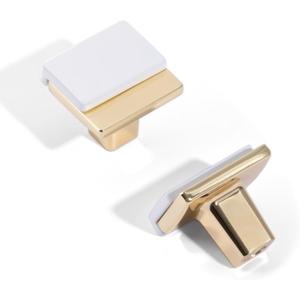 10 Pack Brushed Brass Cabinet Pulls Matched Knobs 2 Tone Cabinet Handles Gold and White Kitchen Cabinet Handles Brushed Gold Cabinet Hardware for Cupboard