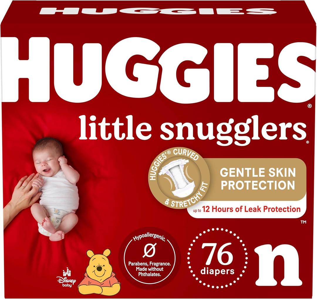 Baby Diapers Size Newborn (up to 10 lbs), 76ct, Huggies Little Snugglers