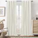 DriftAway Farmhouse Linen Blackout Curtains 96 Inches Long for Bedroom Striped Double Layer Thermal Insulated Sound Reducing Lined Back Tab Rustic Drapes for Living Room 2 Panels W52 x L96 Gray