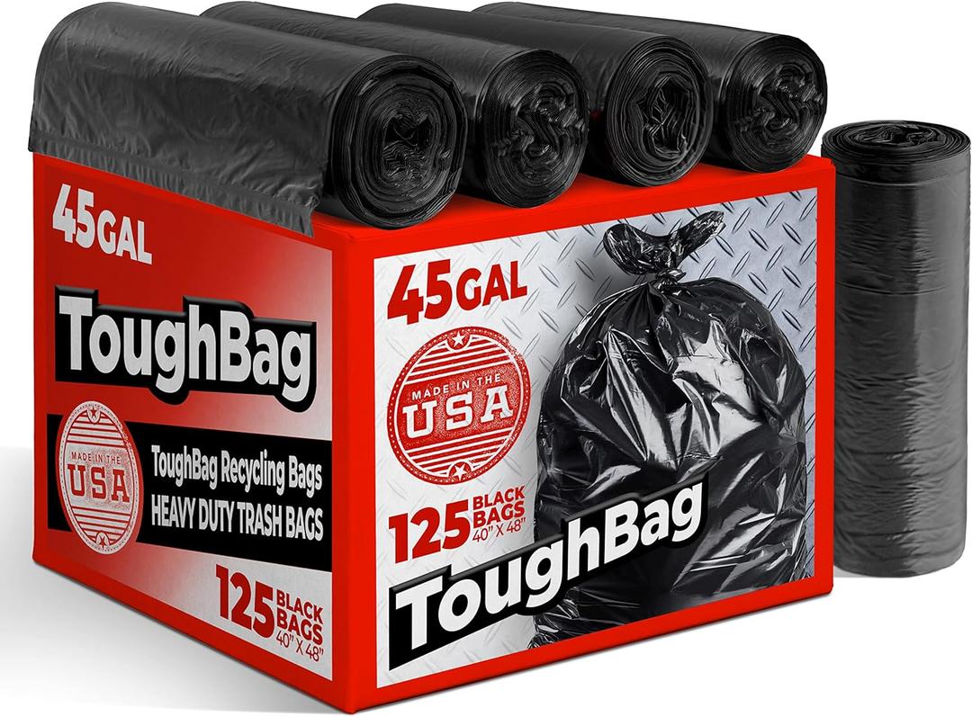 Toughbag 40-45 Gallon Trash Bags Heavy Duty (100 Count) - 45 Gallon Trash Bags for Contractors, Commercial, Home, Kitchen - Made in USA
