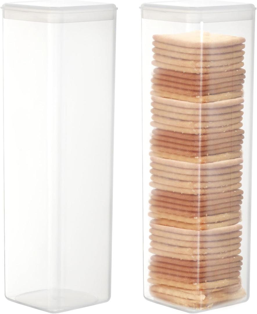 Youngever 2 Pack Plastic Cookie Containers, Cookie Jars, Cookie Cracker & Biscuit Storage Container, Food Storage Containers with Lid (Square)