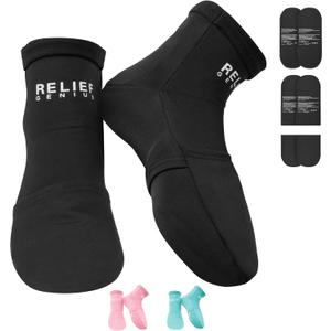Relief Genius Cold Therapy Socks with Reusable Gel ice Packs - Achieve Relief from Sprains, Muscle Pain, Bruises, Swelling, Edema, Chemotherapy, Arthritis, Post Partum Foot (Black, Small/Medium)