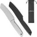 2 pcs Plastic Knife for Nonstick Pans lettuce knife with serrated Blade Plastic Knife Set for Cutting Fruits, Veggies and Bread, Black and Grey