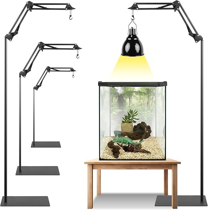 BETAZOOER 360° Adjustable Reptile Lamp Stand | Heavy Duty Metal Heat Lamp Holder (1254in) for Bearded Dragons, Snake Tanks | 180° Foldable & AntiSlip Base