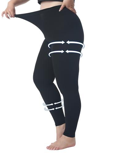 Plus Size 4XL Medical Compression Pantyhose for Women & Men, 20-30 mmHg Graduated Compression Leggings, Opaque Footless Waist High Compression Stockings for Edema, Varicose Veins, Flight, DVT, Black (4XL)