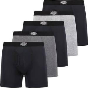 Dickies 5 Pack Mens Boxer Briefs With Pouch, Moisture Wicking Performance Underwear For Men (Black, S)