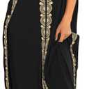 Bloggerlove Women Nightgowns Cotton Caftan House Dress Short Sleeve Sleepwear (Small, Black)