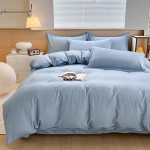 King Size 3-Piece Duvet Cover Set - Ultra Soft Brushed Washed Microfiber Bedding - 1 Comforter Cover & 2 Pillow Shams (Comforter Not Included) (Ice Blue)