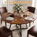 Alpen 42" Round Dining Table for 4-6, Farmhouse Kitchen Table with Storage Shelf, Wood Circle Table with Pedestal Metal Frame, Small Space Table for Apartment, Dining Room, Vintage Brown