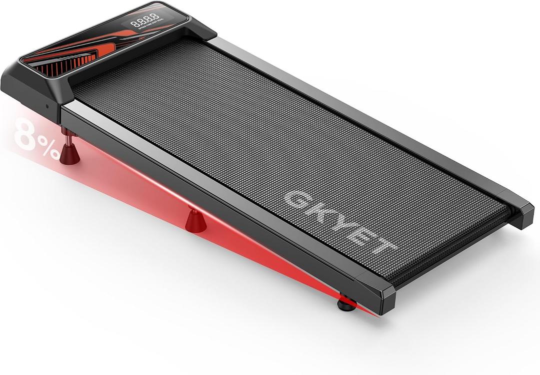 Walking Treadmill Pad with 8% Incline for Home, Under Desk Treadmill for Home Office, 2.5HP Quiet Portable Walking Mat, 265 lbs Capacity, Compact Treadmill for Small Spaces with 15" x 35.4" Belt