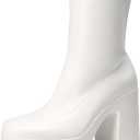 DREAM PAIRS Women's Platform Gogo Ankle Boots High Chunky Block Heel Square Toe Booties Shoes (7.5, White)