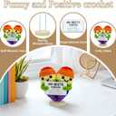 Handmade Positive Crochet Color Heart Gifts with Inspirational Card - Emotional Support Crochet Animals Birthday Anniversaries Christmas Office Gifts for Women Men Friend Coworker