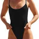 Women's Sexy One Piece Swimsuit Tummy Control Classic High Cut Bathing Suit Cheeky Coverage, Size: M