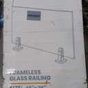 Frameless Glass Railing Panel - 1/2'' Clear Tempered Glass Railing System with 2 Posts - 36" High x 4 FT Long - Install Ready - Indoor and Outdoor Use - Smart Guard Easy Clean (Matte Black)