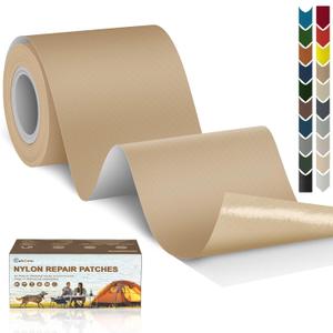 Cahomo 3x79 Inch Nylon Repair Patch Nylon Repair Tape Self Adhesive Fabric Tapes Outdoor Camping Gear Fabric kit for Tent, Umbrella, Down Jackets, Sleeping Bag, KnapsackKhaki