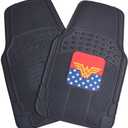 2 x BDK Warner Bros DC Comics Classic Wonder Woman Car Accessories Floor Mats - Universal Fit, No-Slip Grip, All Weather Heavy Duty Rubber Liners, 2-Piece Front Car Mats, 27 x 18