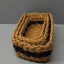 Small baskets for Organizing,Cute woven Storage basket with recycled paper rope for Shelves Bathroom,Little decorative basket,Set of 3 (Desert&Black)