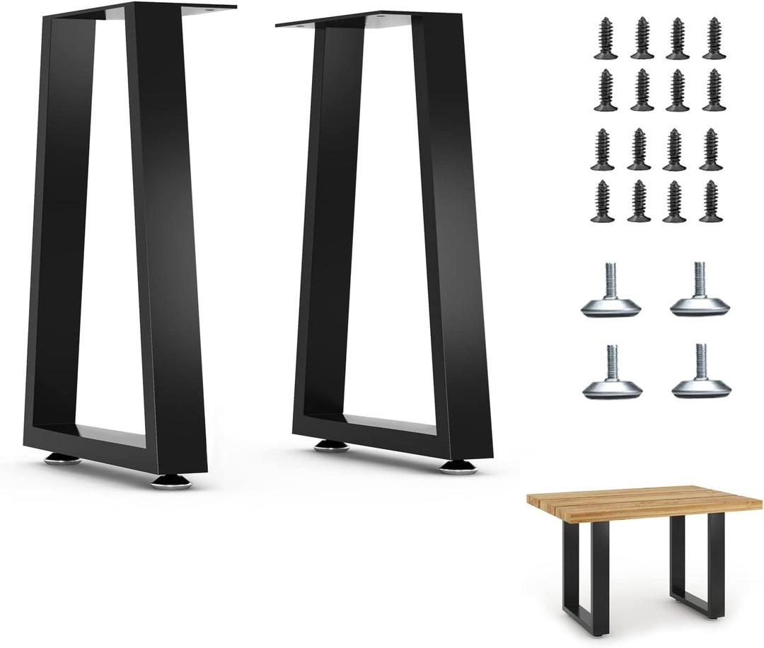16 Furniture Legs, 16 Trapezoid Bench Legs Heavy Duty Furniture Legs, Coffee Table Legs DIY Desk Legs, 16 Height 10.6Wide, Set of 2
