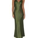 Women's Elegant Satin V Neck Backless Sleeveless Maxi Dress Silk Tie Low Back Formal Cocktail Dresses Wedding Guest. Small