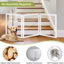 LZRS Clear Dog Gate for Indoor Use - Transparent Pet Fence with Solid Hardwood and Plastic Board, Stylish & Durable freestanding Pet Gate for Doorways, Stairs and Hallways, Off White