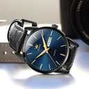 OLEVS Watch for Men Chronograph Brown Leather Analog Quartz Fashion Business Dress Large Face Men Watch Day Date Luminous Waterproof Casual Male Wrist Watch Black/Blue/White Dial