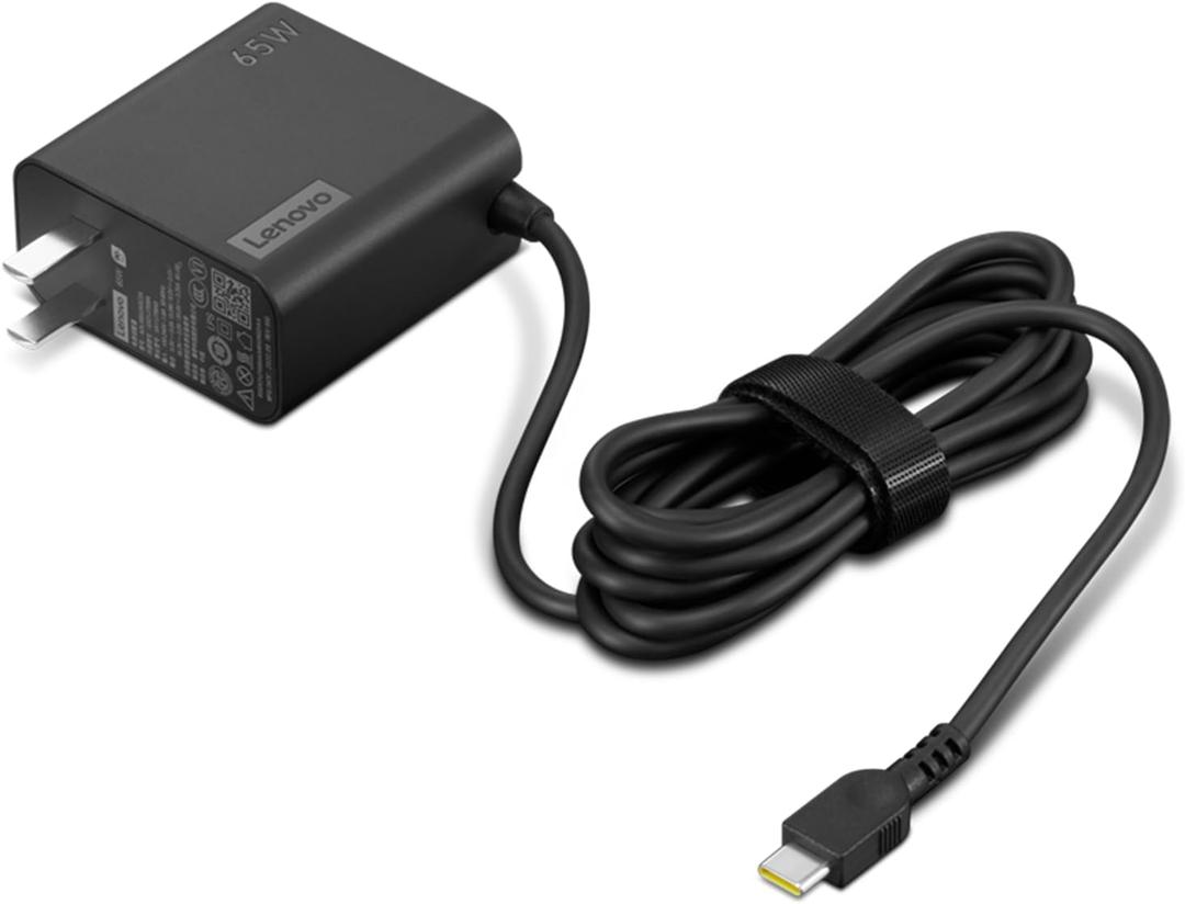 Lenovo USB-C 65W Wall Charger - PD 3.0 - Power Adapter for Laptop, Tablet, Notebook, USB-C Compatible Devices - Slim, Light and Portable with 6.5 Foot Cable - Black