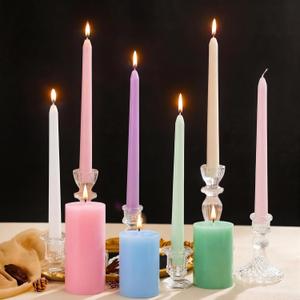 Treela 9 Pcs Spring Pastel Candles Set Easter Colorful Decoration Candy Pillar Taper Candles Gifts for Spring Wedding Home Party Decorations Dining Table Supplie Festive Celebrations, 0.8x9.8 inches, 4x2.8 inches, 2.8x6 inches