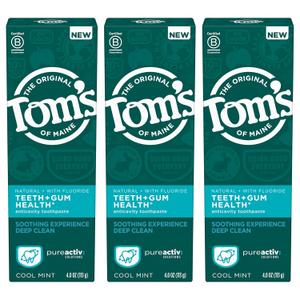 Tom's of Maine PureActiv Teeth + Gum Health* Natural Anticavity Toothpaste Gel 4.0oz , 3-Pack (4 Ounce (Pack of 3))