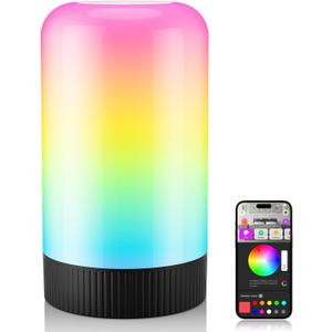RGBICWW Smart Table Lamps, Touch Bedside Small Table Lamp, LED Desk Lamp with 30+ Scenes & 16M Colors, App & Touch Control, Color Changing Lamp for Bedroom Living Room Dimmable Night Light, Black