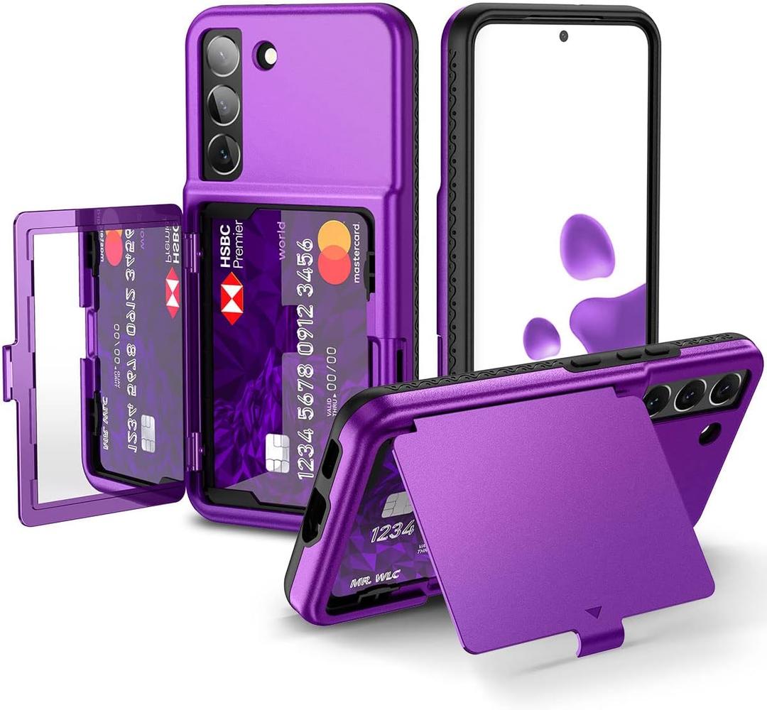 WeLoveCase for Samsung Galaxy S22 Wallet Case with Credit Card Holder & Hidden Mirror, All-Round Protection Shockproof Phone Cover Designed for Samsung Galaxy S22 5G, 6.1 inch Purple WeLoveCase for Samsung Galaxy S22 Wallet Case with Credit Card Holder & Hidden Mirror, All-Round Protection Shockproof Phone Cover Designed for Samsung Galaxy S22 5G, 6.1 inch Purple