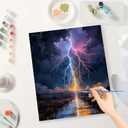 TAOPAOLAB Lightning Storm Paint by Numbers Kit for Adults - DIY Dramatic Lightning and Reflection Painting on Canvas 16x20In, Framed Acrylic Paint Set for Beginners, Atmospheric Art for Home
