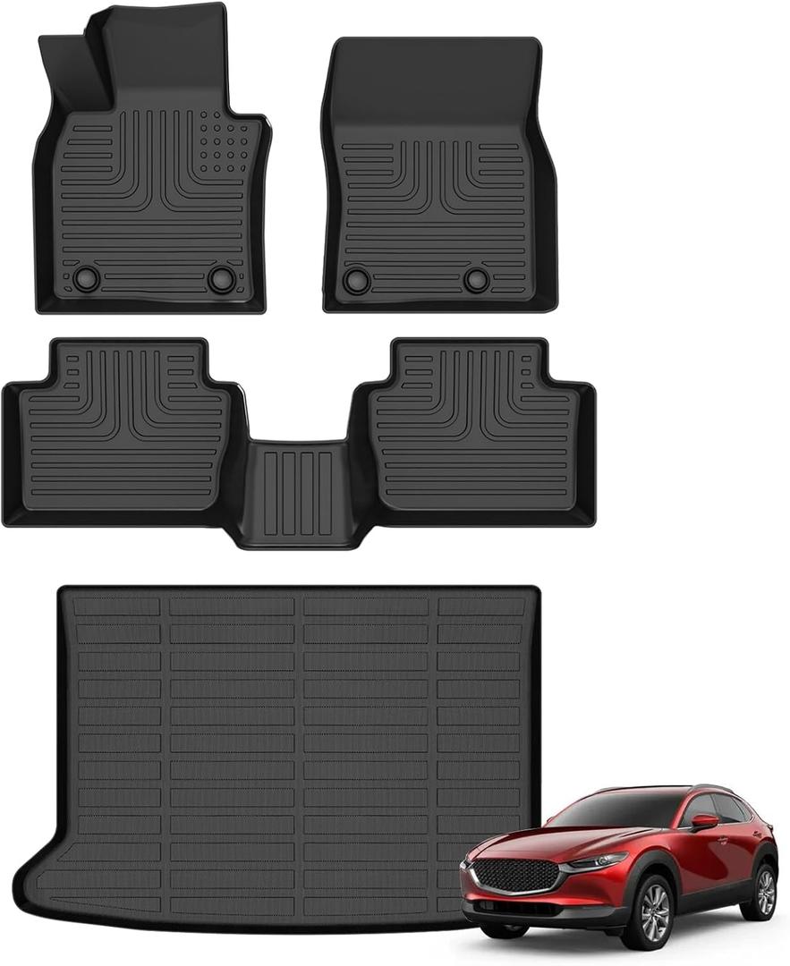 Floor Mats & Cargo Liner for Mazda CX-30 2020-2024 2025 All Weather Automotive TPE Liners Set Anti-Slip Waterproof Floor Liners Accessories (Car Mats+Trunk Mat) Black Floor Mats & Cargo Liner for Mazda CX-30 2020-2024 2025 All Weather Automotive TPE Liners Set Anti-Slip Waterproof Floor Liners Accessories (Car Mats+Trunk Mat) Black