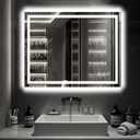 LED Bathroom Mirror, 40"x32" with Frontlit and Backlit Anti-Fog Mirror with Lights LED Vanity Mirror for Bathroom 3 Colors Temperature & Dimmable Bathroom Mirror with HD Tempered Glass