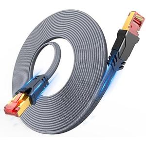 Snowkids Cat 8 Ethernet Cable 80 FT, Flat High Speed 40Gbps, 2000Mhz Braided High Duty Long Internet Cable, Gold Plated RJ45 Connector for Modem/Router/PS3/4/5/Gaming/PC