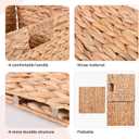 10.5'' Foldable Large Cube Water Hyacinth Wicker Storage Baskets with Handles and Built-in Metal Frame, 2Pcs Stylish and Durable Hand Woven Bin Perfect for Shelves and Living Room Organizing