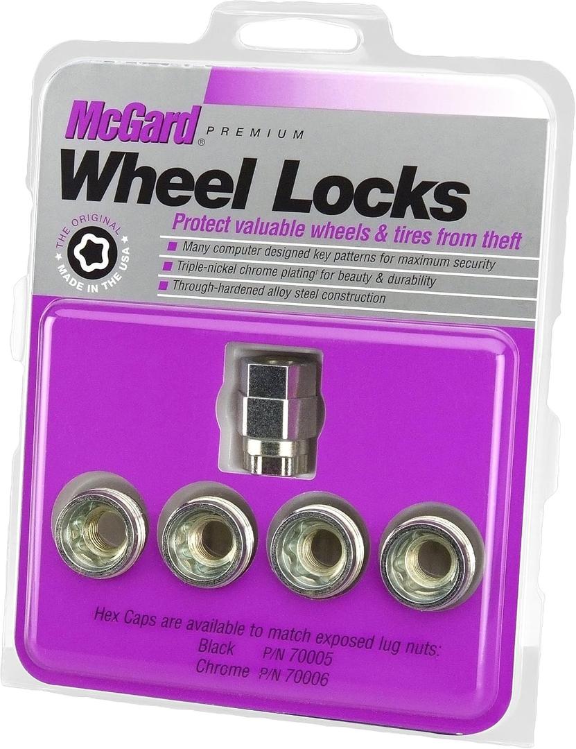 McGard 24012 Cone Seat - Under Hub Cap Wheel Locks (M12 x 1.5 Thread Size) - Set of 4, Silver
