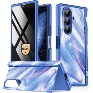 GVIEWIN for Z Fold 7 Case with Privacy Screen Protector [Compatible with Magsafe][Built-in Kickstand] Magnetic Full-Body Hinge Protection Slim Phone Case for Samsung Galaxy Z Fold 7, Aurora/Azure Blue